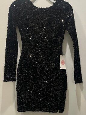 Crystal Sky Elegant Black Sequin Dress